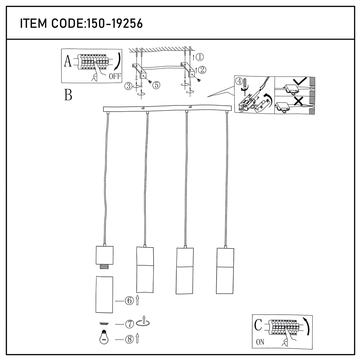 Lámpara colgante moderna de cilindro de vidrio ahumado, 1/4 luces E27
