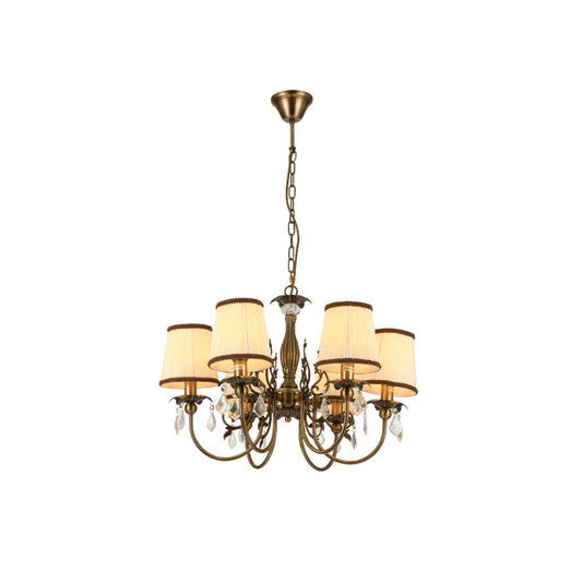 Main image of Antique Brass Finishing Metal Body Off White Shade Candle Vintage Crystal Ceiling Light with E14 | TEKLED 156-18202