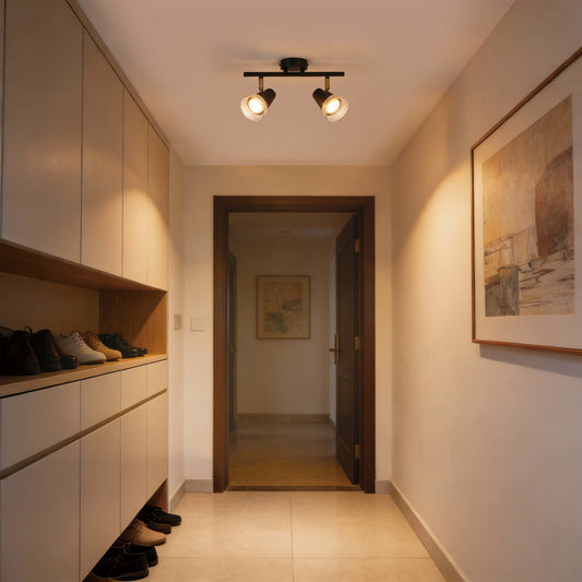 Barra lineal moderna de focos negro y latón, GU10 regulable