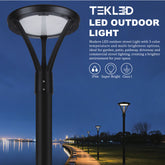 Luminaria LED comercial para exteriores, Punta de poste, seleccionable entre 60W/80W/100W y con 3 temperaturas de color (CCT), protección IP66.