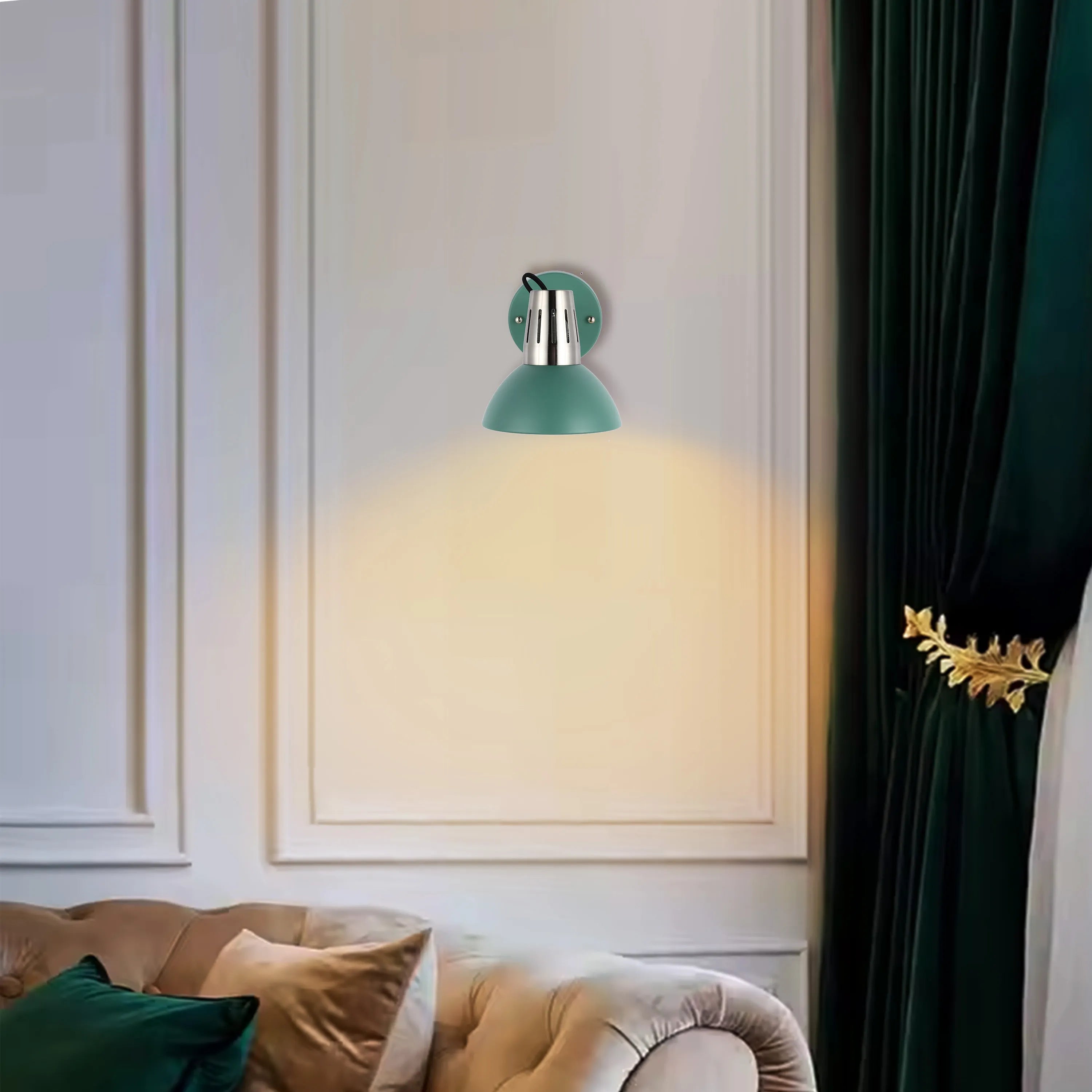 Lámpara de pared negra ajustable con interruptor en línea