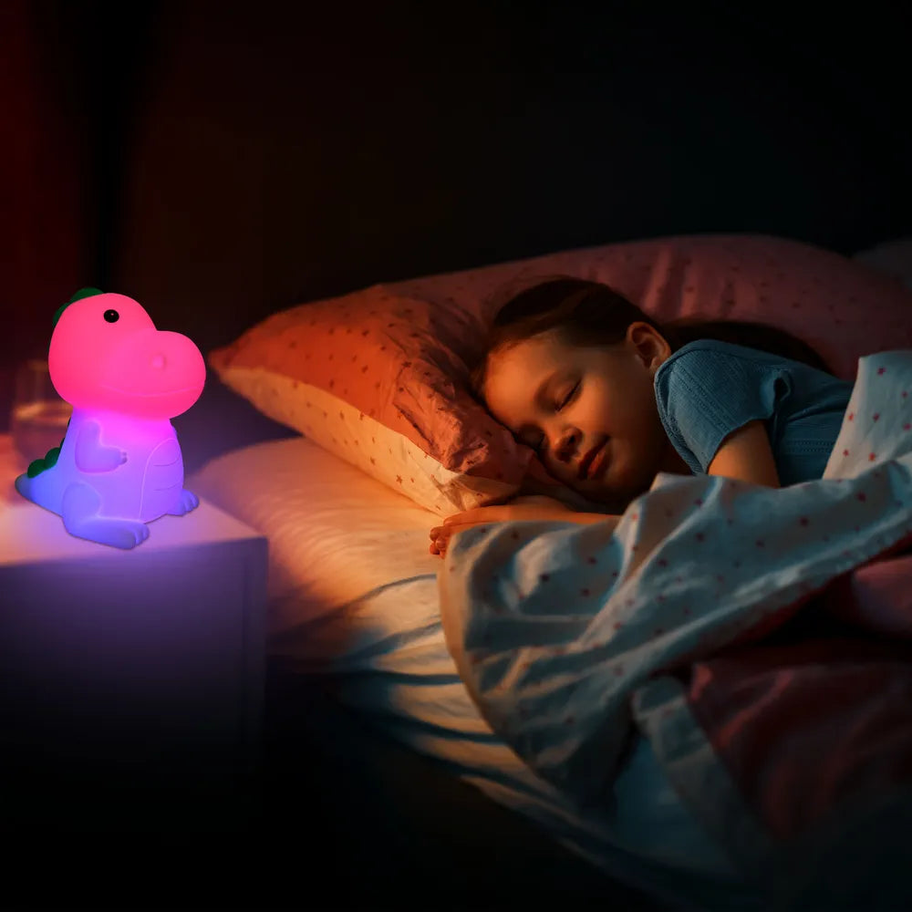 Lámpara de Noche TEKLED Adorable Luz Nocturna LED Recargable con Temporizador y Opciones de Cambio de Color-Dino-130-03776