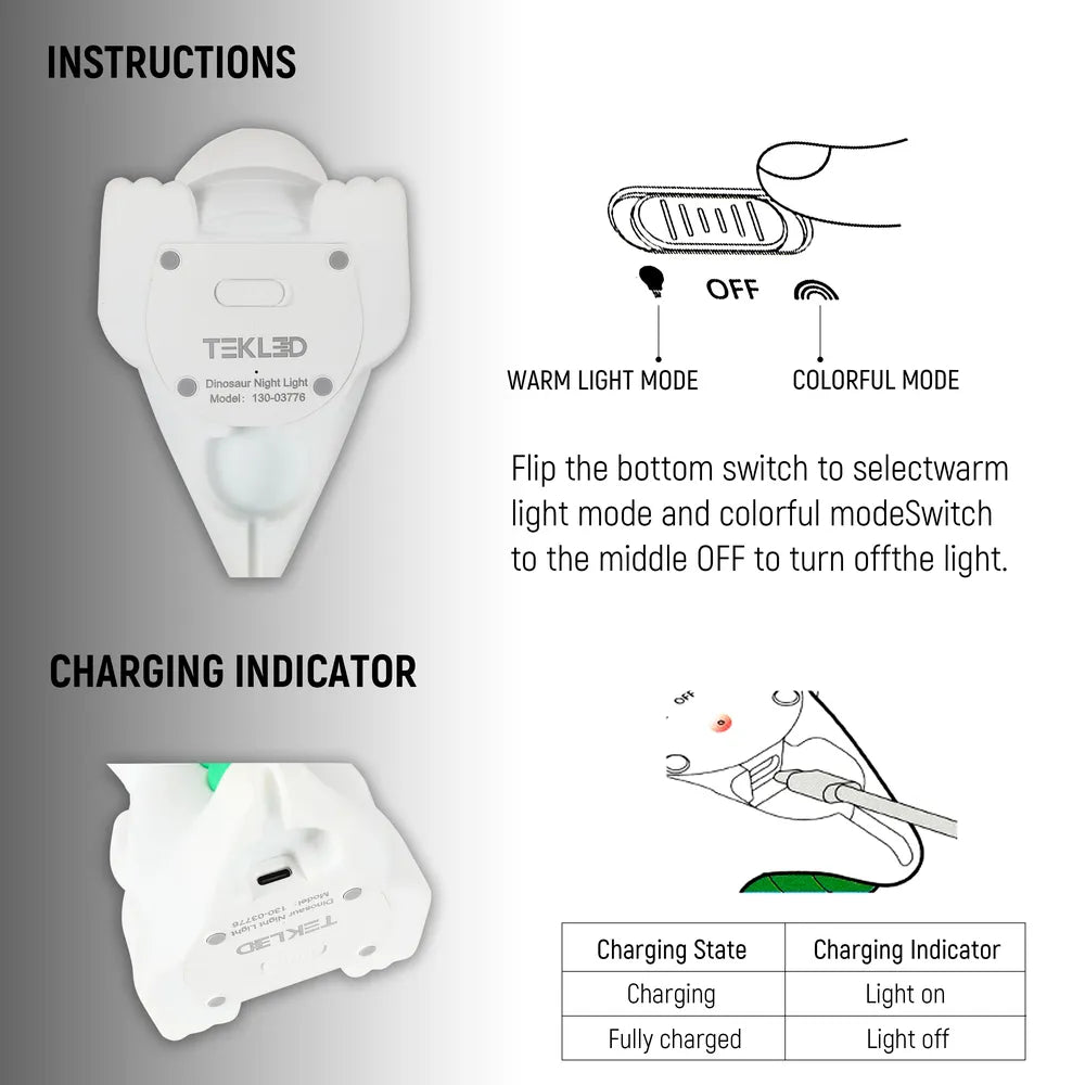 Toma cercana de la adorable luz nocturna LED recargable con temporizador y opciones de cambio de color-130-03776
