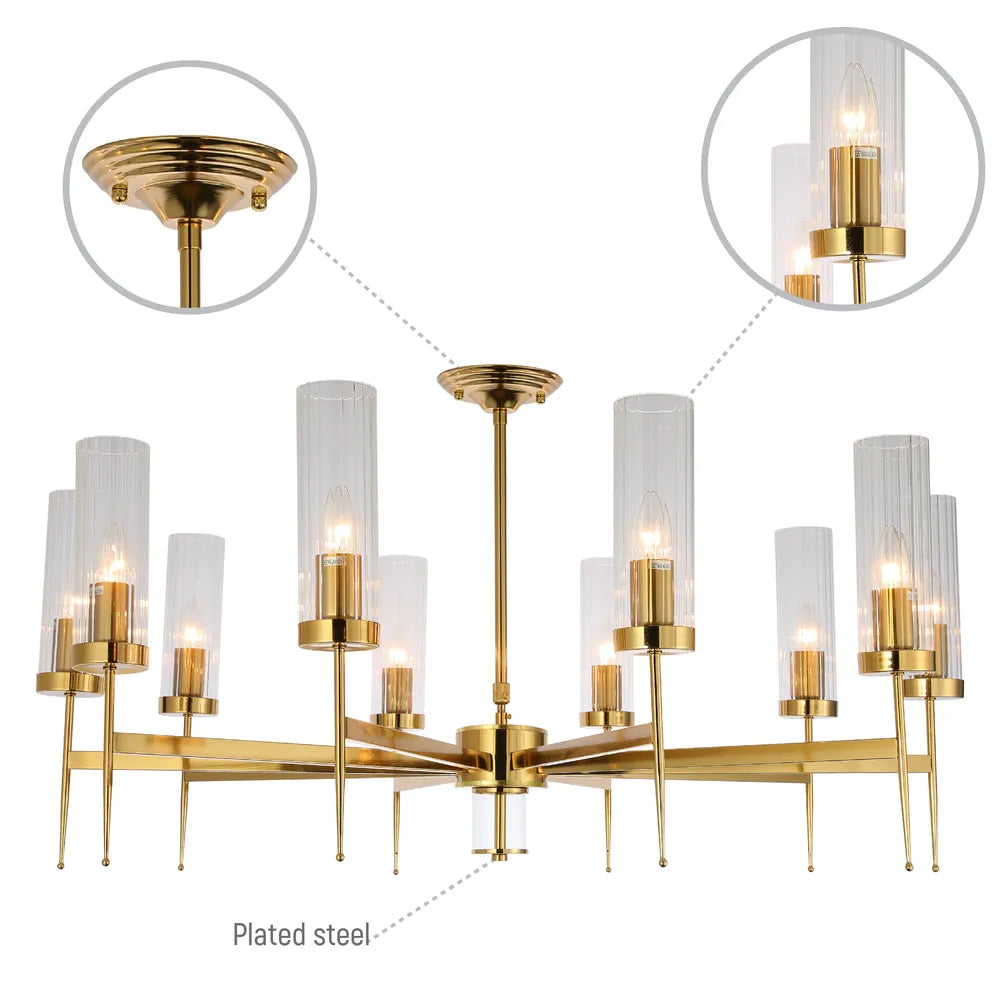 Detalles del Lámpara de Techo con Candelabro de Vidrio Estriado Americano-159-18224