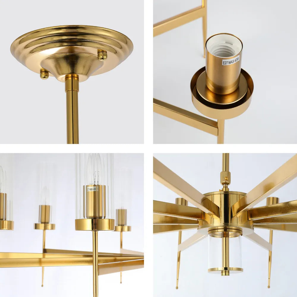 Plano cercano de la Luz de Techo con Lámpara de Araña de Cristal Estriado Americano-159-18224