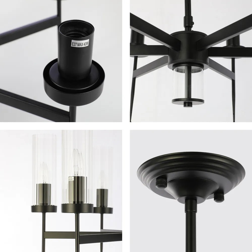 Close-up del Lámpara de Techo de Cristal Estriado Americano Candelabro-159-18226