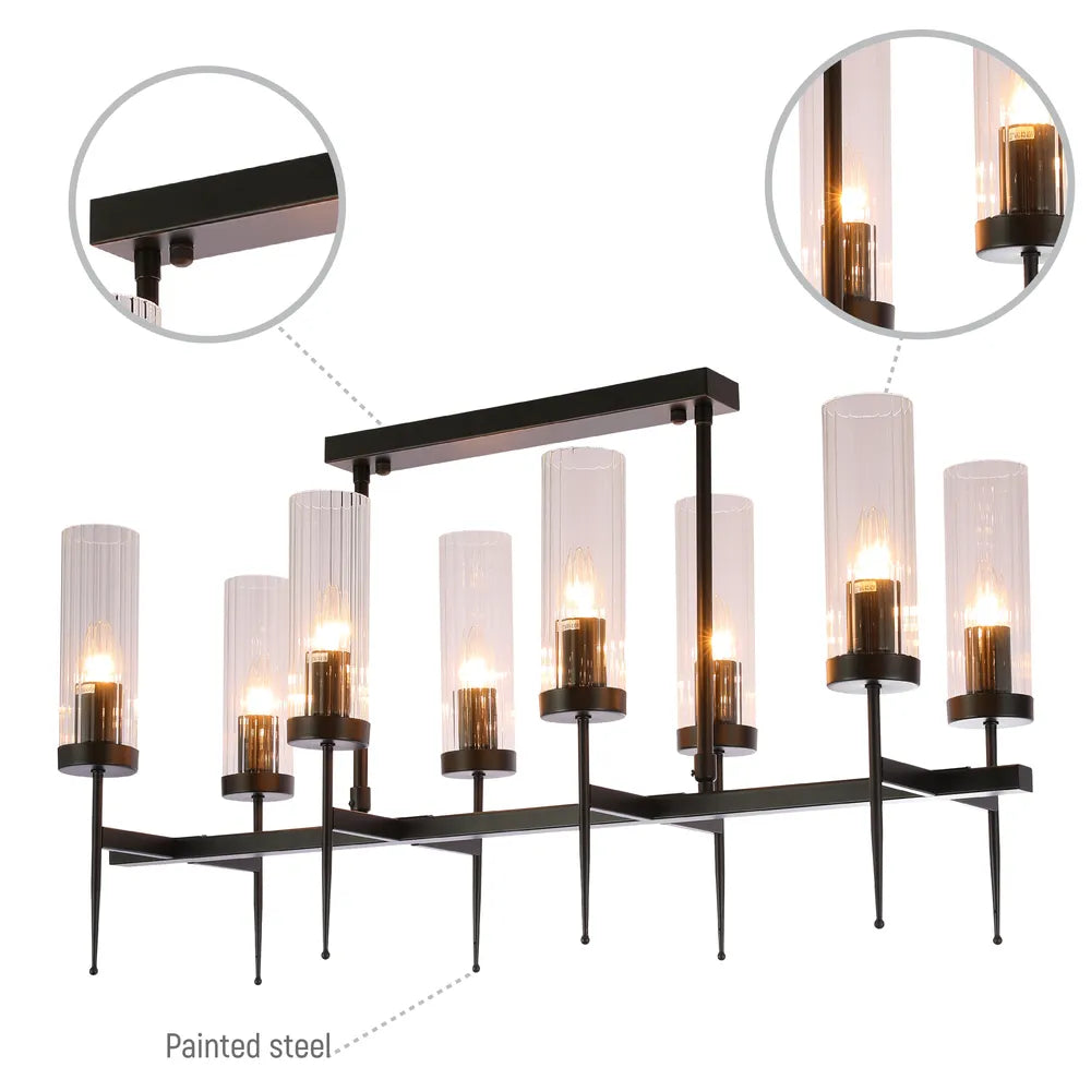 Detalles del Lámpara de Techo con Candelabro de Vidrio Estriado Americano -159-18228