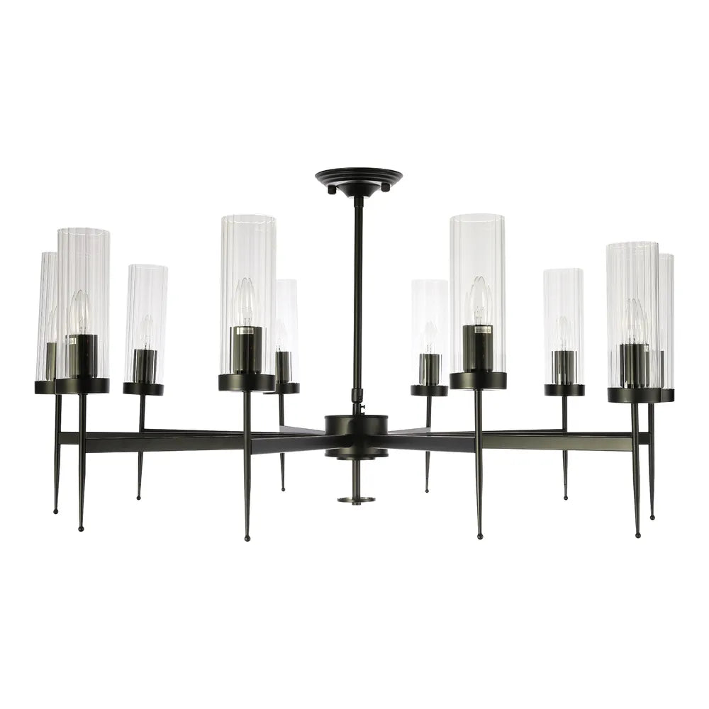 Candelabro TEKLED Americano de Vidrio Acanalado Lámpara de Techo-Negro-159-18230