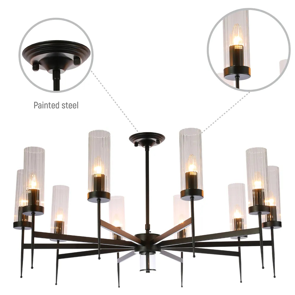 Detalles de la Lámpara de Techo de Araña con Vidrio Fluteado Americano-159-18230