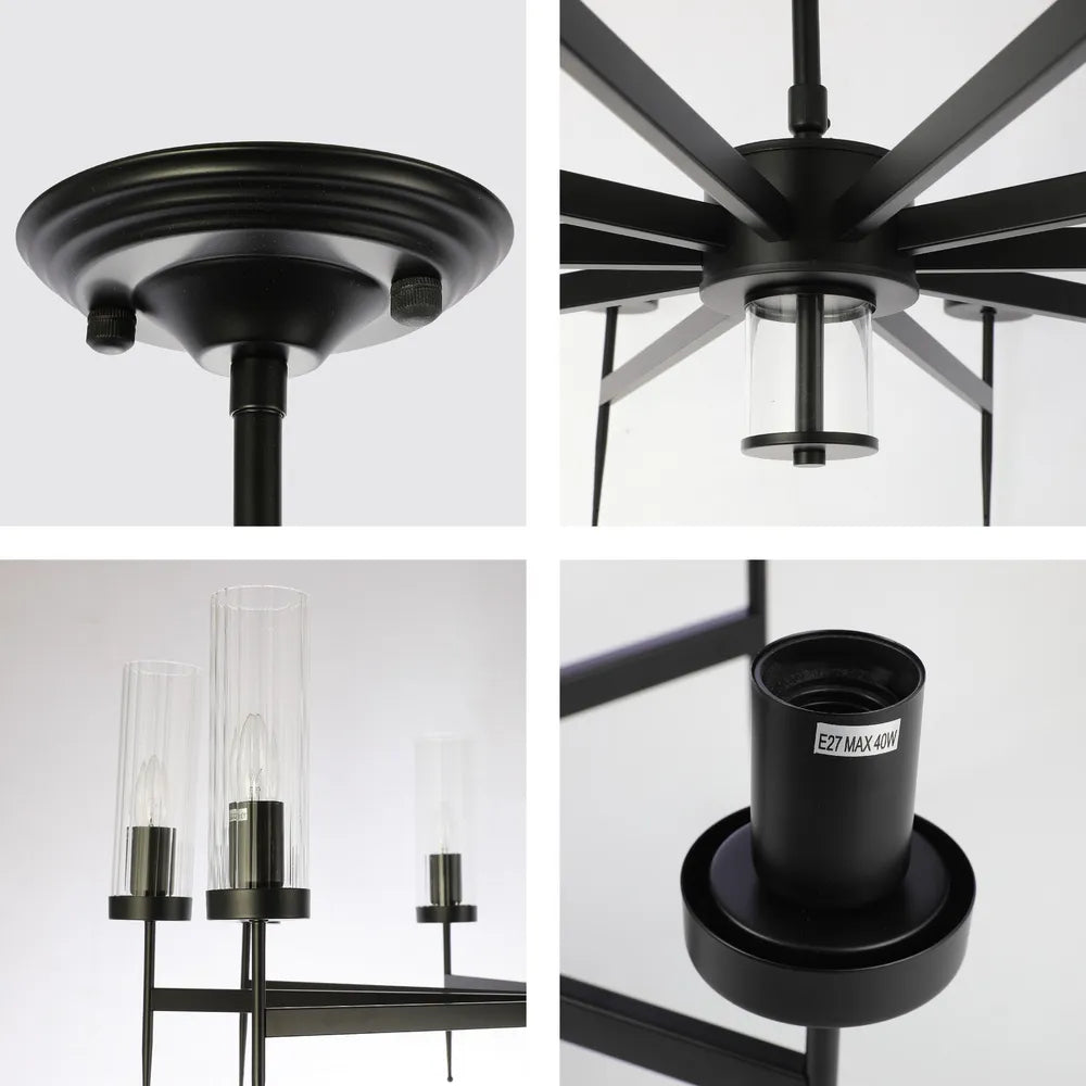 Vista cercana de la Lámpara de Techo de Cristal Estriado Americano -159-18230