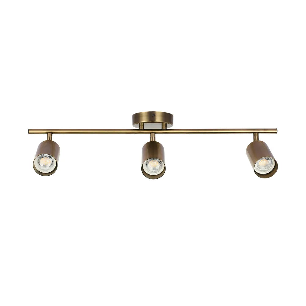 Iluminación de riel TEKLED Latón Antiguo GU10 Barra de Foco-3 Lámpara-172-030623