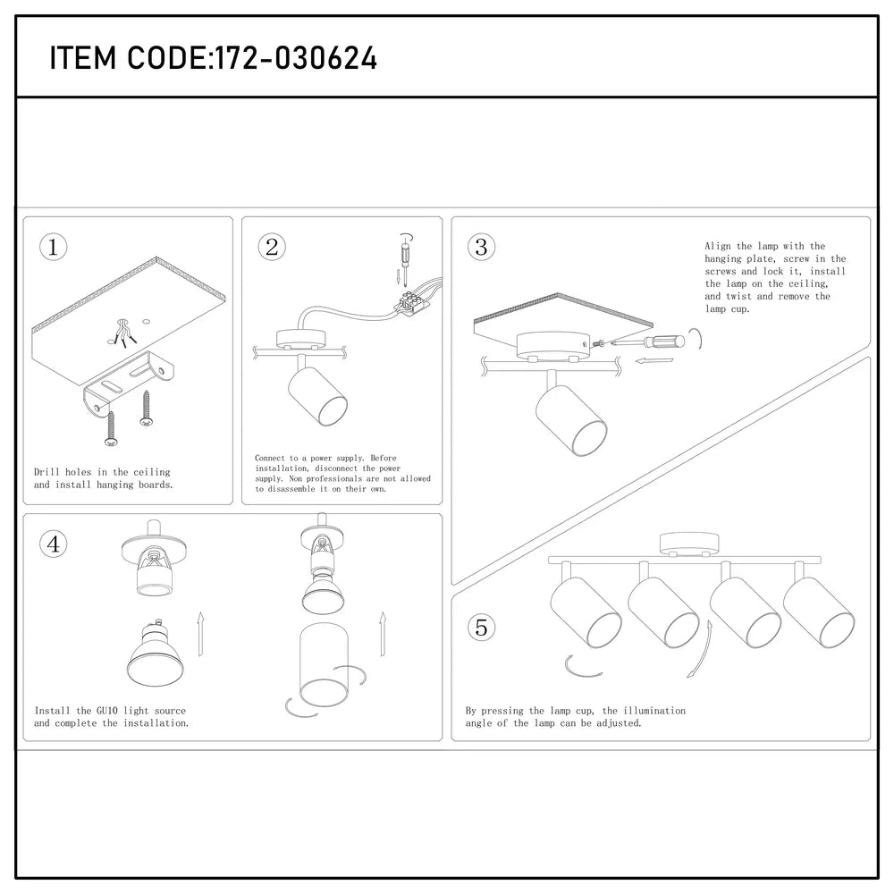 Manual de usuario para Barra de Focos GU10 de Latón Antiguo-172-030624