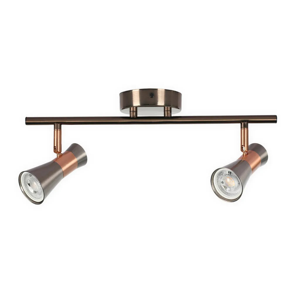 Foco TEKLED Bronce Antiguo & Cobre Ajustable para Riel - 2 Lámparas - 172-03139