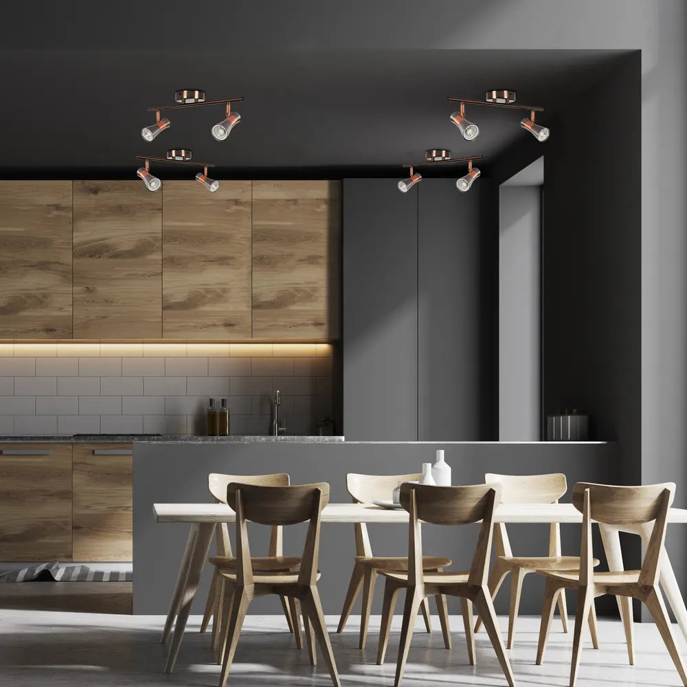 Spotlight TEKLED Antiguo Bronce & Cobre Focos de Pista Ajustables-2 Lámparas-172-03139