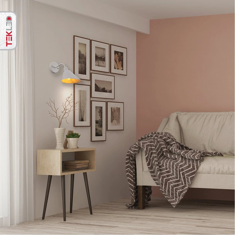Indoor application ofMatte White Cone Wall Light with E27 Fitting