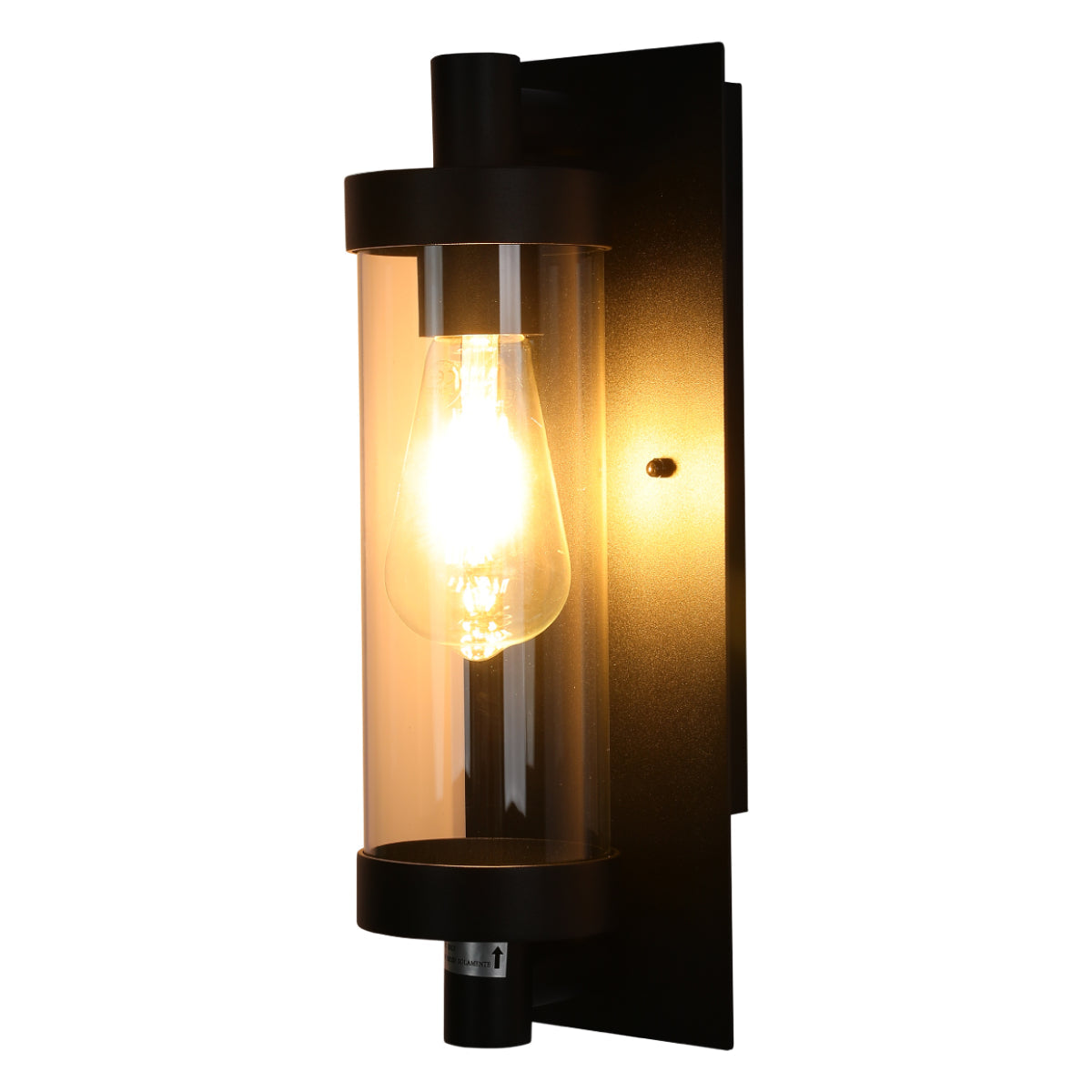 Aplique de pared de vidrio y aluminio, ideal para exteriores e interiores en decoraciones modernas y elegantes.