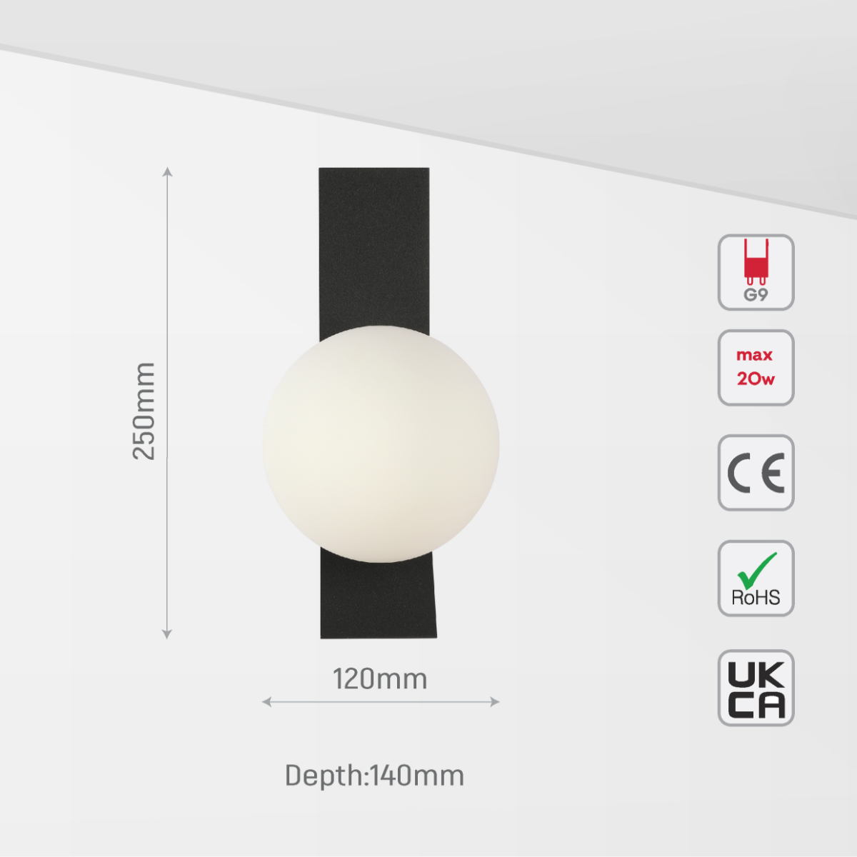 Aplique de pared ajustable en forma de globo, ideal para espacios contemporáneos como salones o pasillos.