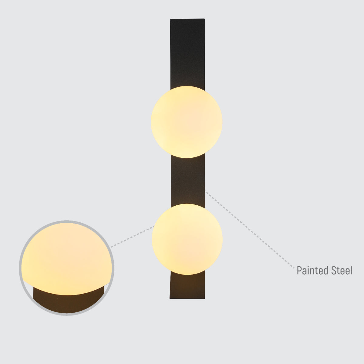 Aplique de pared moderno ajustable en forma de globo, ideal para salas de estar con estilo contemporáneo y elegante.