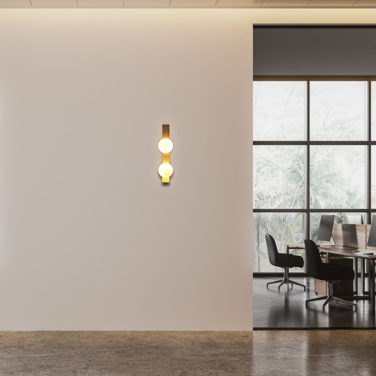 Aplique de pared ajustable con diseño moderno, ideal para salas de estar o pasillos en decoración contemporánea.