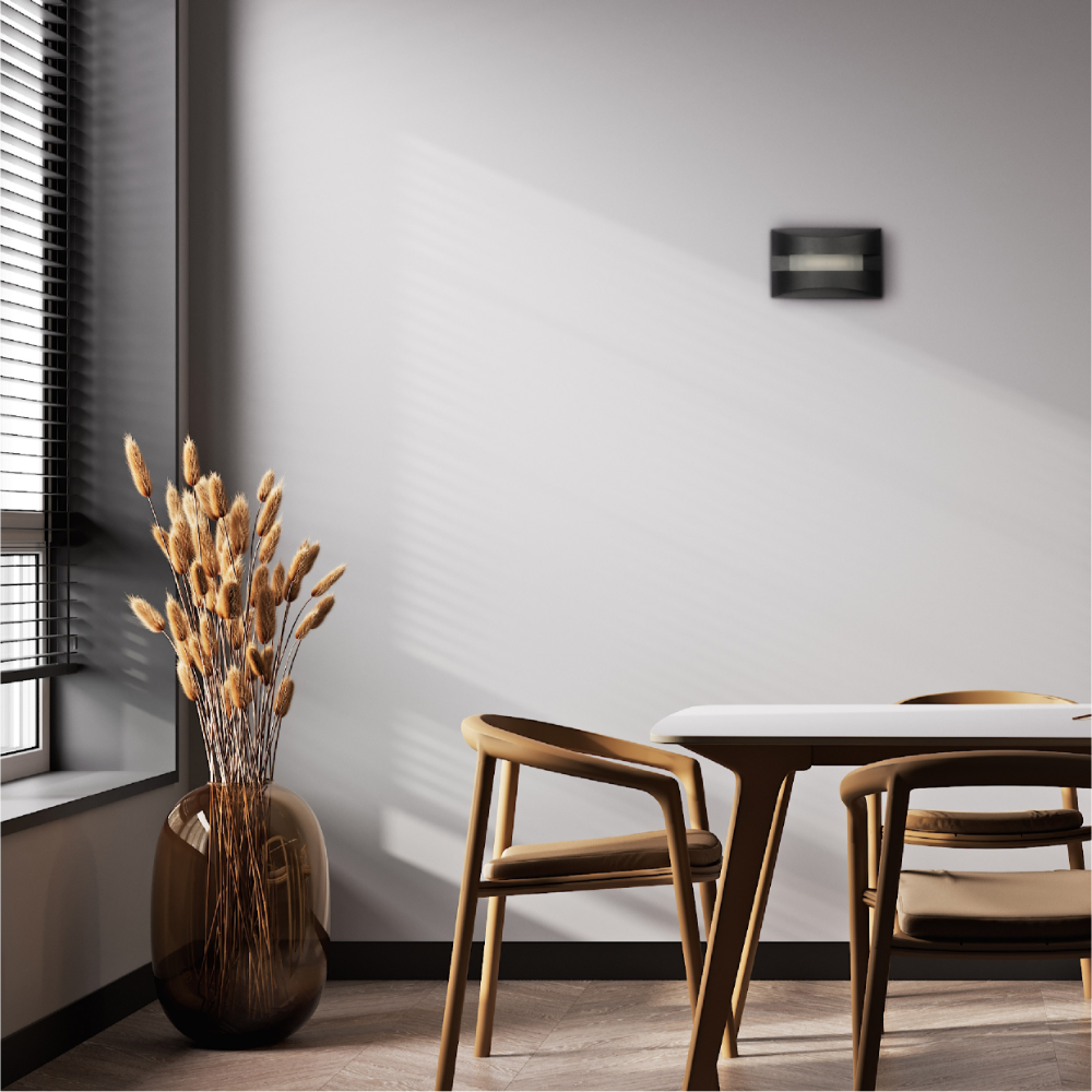 Imagen principal de un aplique de pared LED de doble arco, ideal para espacios modernos y minimalistas.
