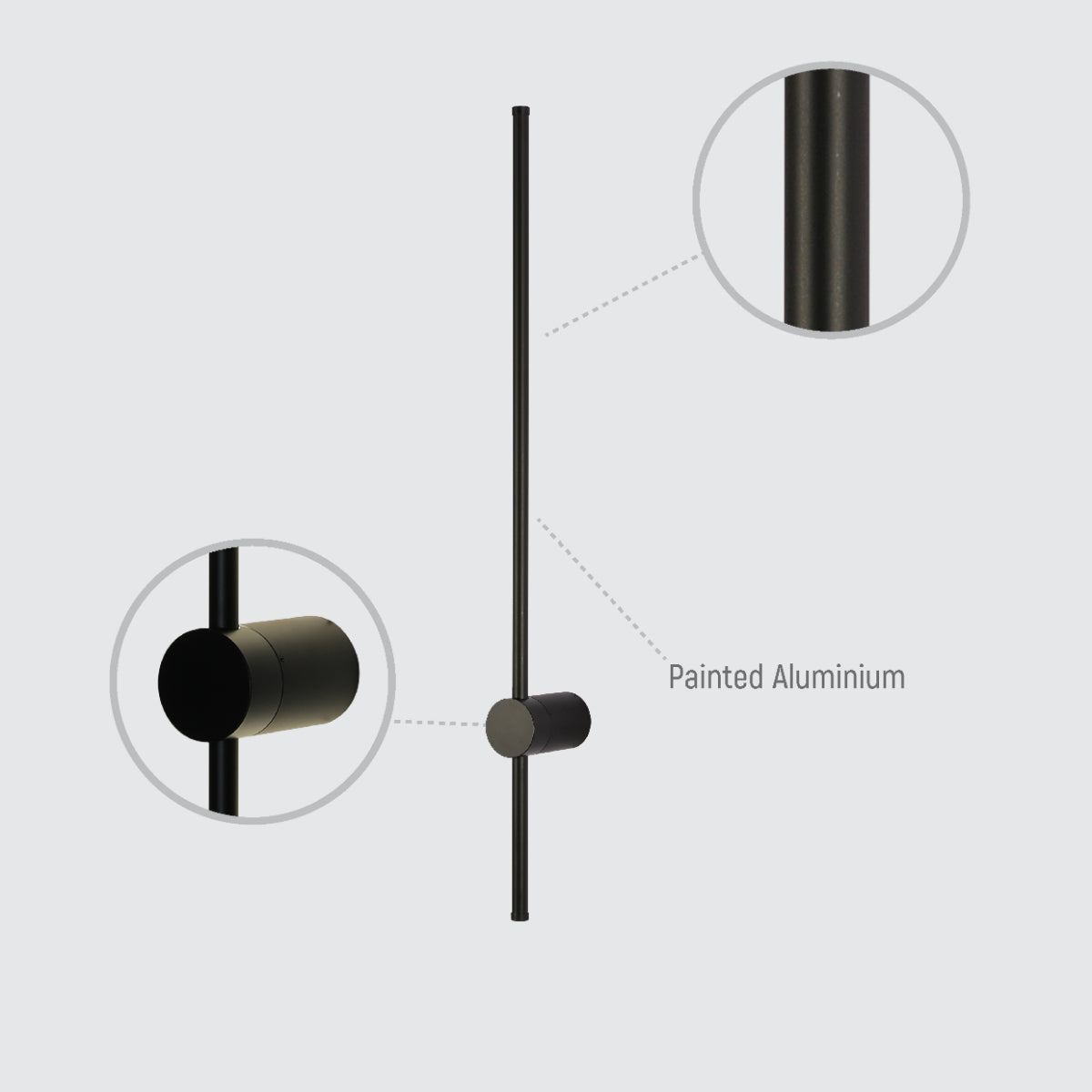 Aplique lineal minimalista de metal, ideal para espacios contemporáneos como salas o pasillos, ofreciendo un estilo elegante y funcional.
