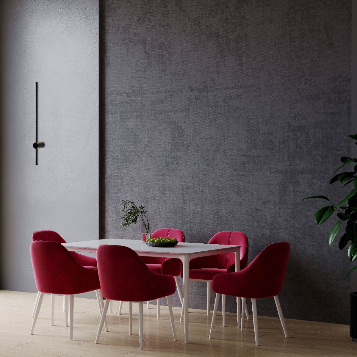 Aplique de pared lineal minimalista, ideal para espacios contemporáneos como salas o pasillos, añadiendo un toque elegante y moderno.