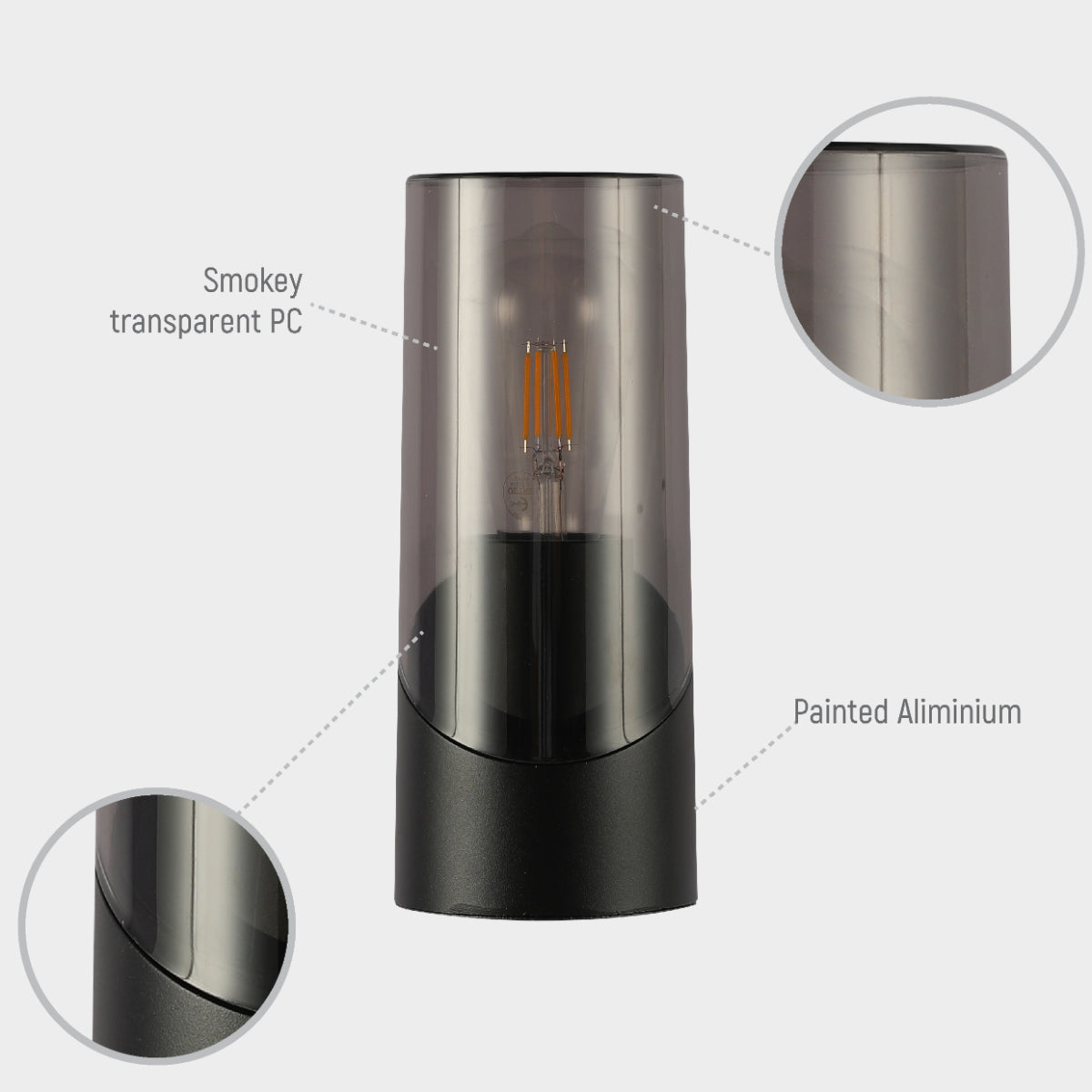 Lámpara de pared exterior de estilo contemporáneo, ideal para fachadas y patios, con certificación IP54 para resistencia al clima.
