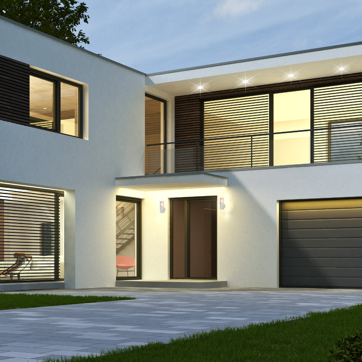 Luz de pared exterior de diseño moderno, ideal para entradas con estilo contemporáneo y resistente a la intemperie IP54.