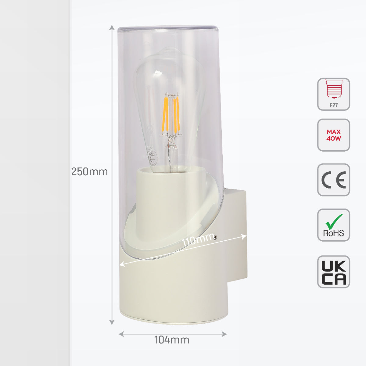 Luz de pared exterior tipo sconce, ideal para jardines y entradas con diseño moderno y protección IP54 para durabilidad.