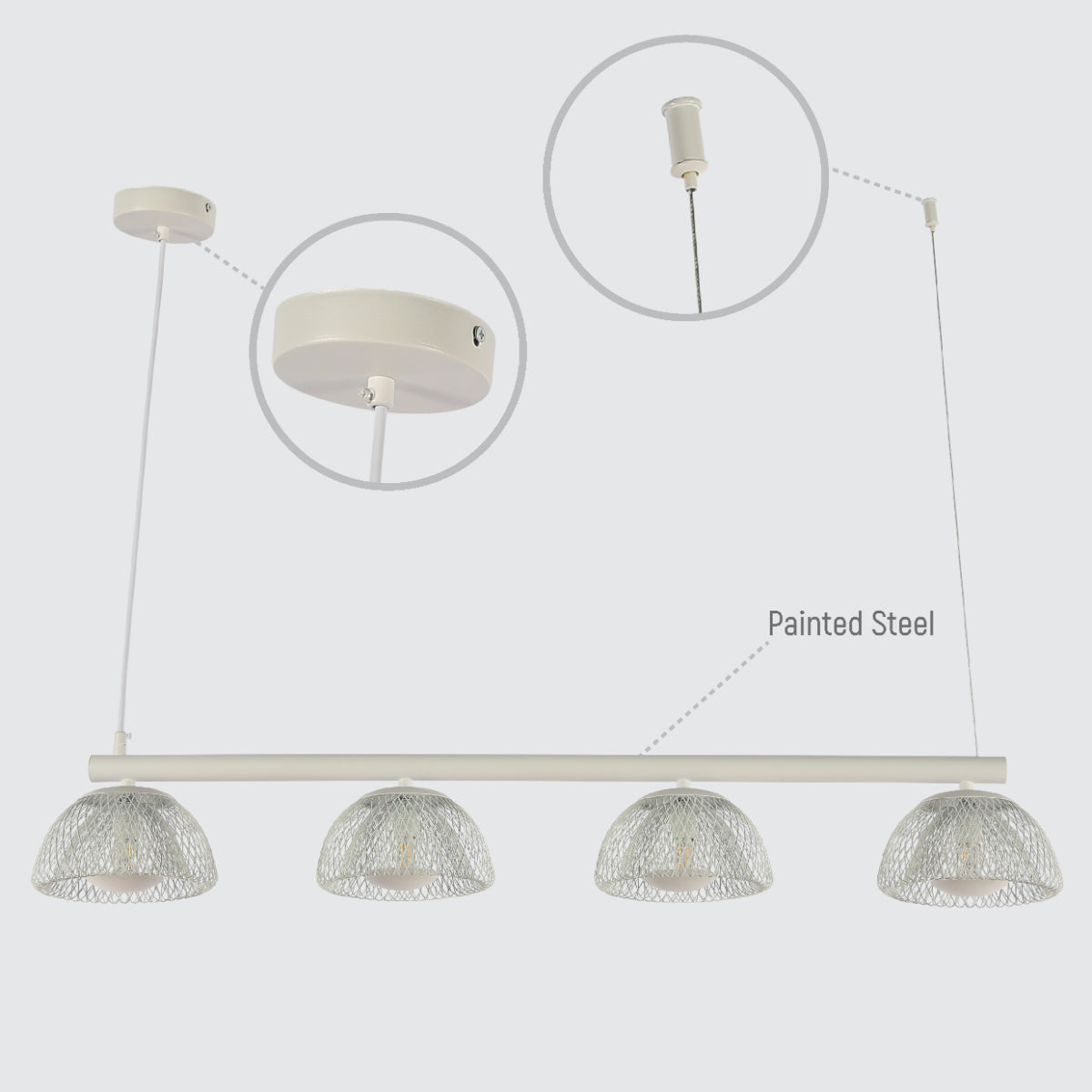 Lámpara de candelabro de malla blanca moderna, ideal para comedores con estilo contemporáneo y elegante. Perfecta iluminación ambiental.