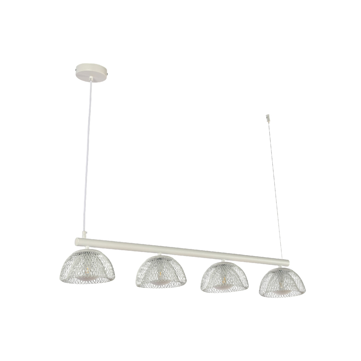Lámpara de araña de malla blanca moderna, perfecta para salones con decoración contemporánea, iluminando espacios con estilo.