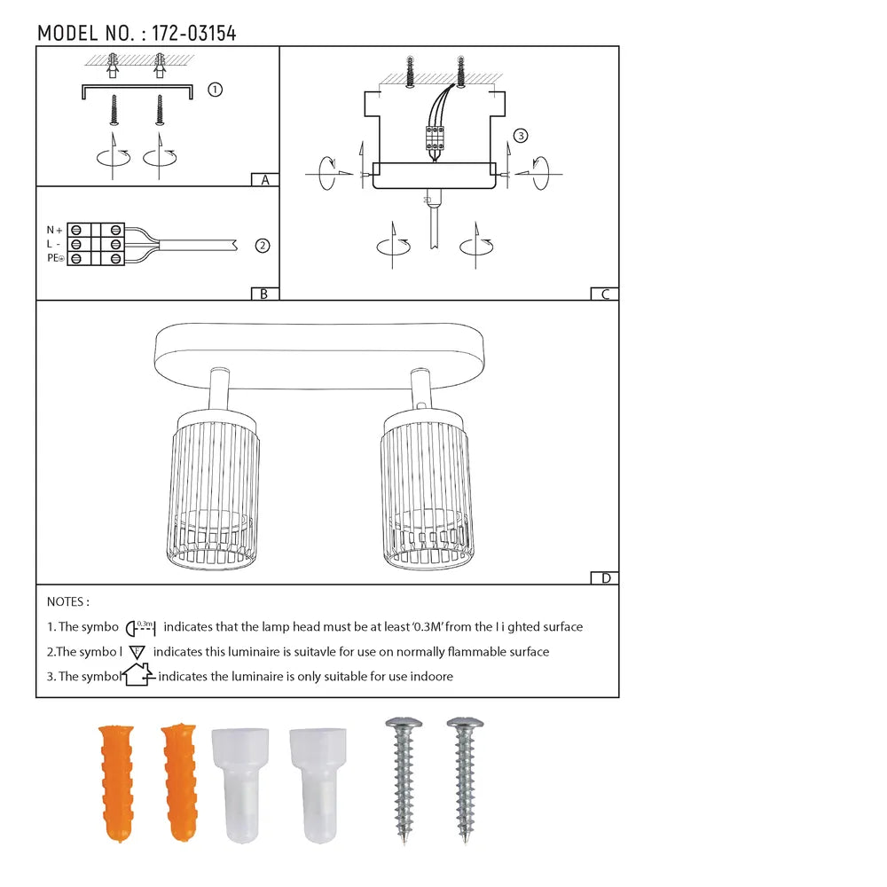 Manual de usuario para el foco ajustable Aria Cage-Bar GU10-172-03154
