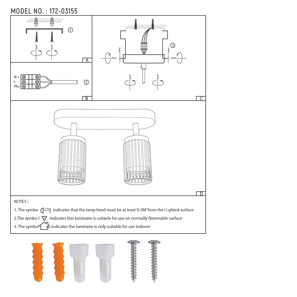 Manual del usuario para el Foco Ajustable Aria Cage-Bar GU10-172-03155