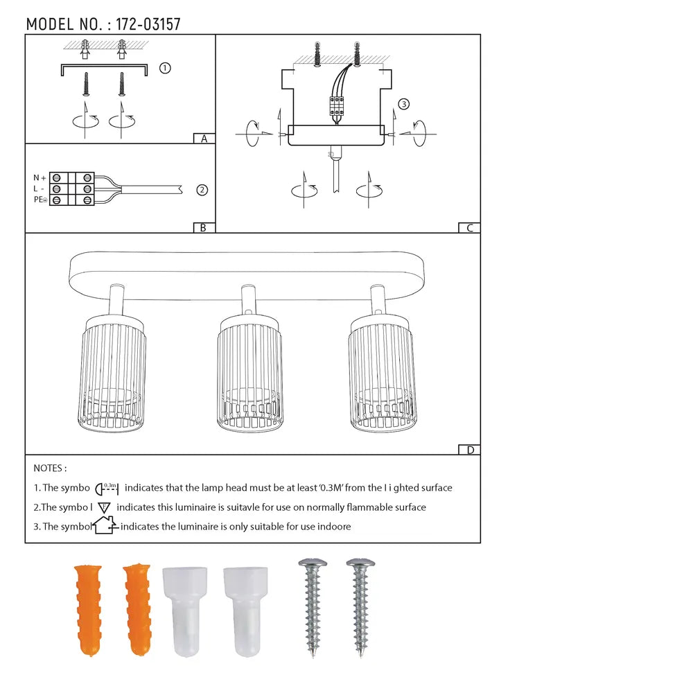 Manual de usuario para Foco GU10 Ajustable Aria Cage-Bar-172-03157