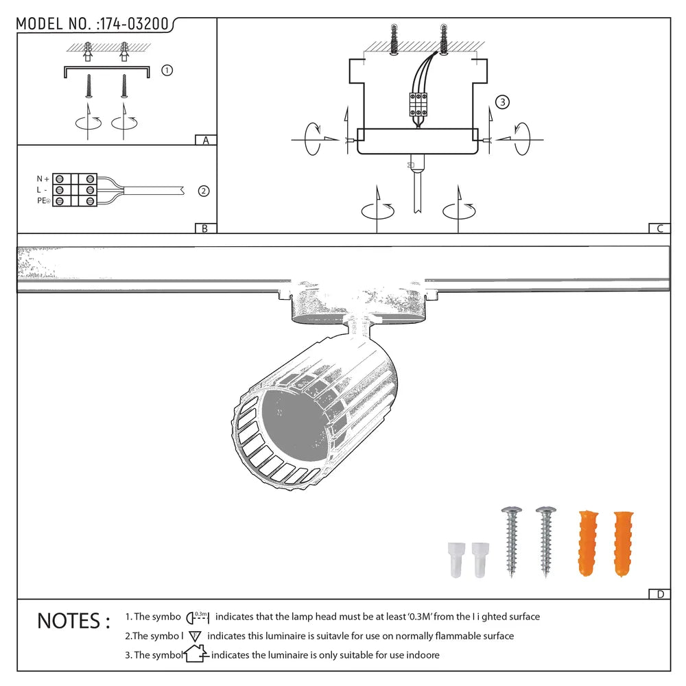 Manual de usuario para Aria Cage-Bar GU10 Tracklight-174-03200