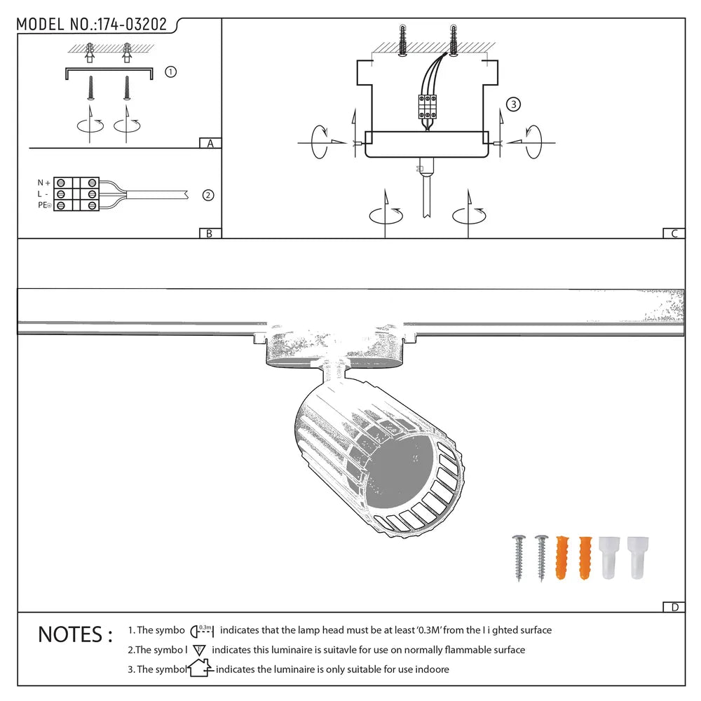 Manual de usuario para Aria Cage-Bar GU10 Tracklight-174-03202