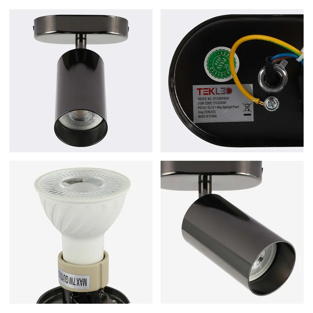 Detalles del Proyector Cilíndrico Astra Gris Perla GU10-172-030391