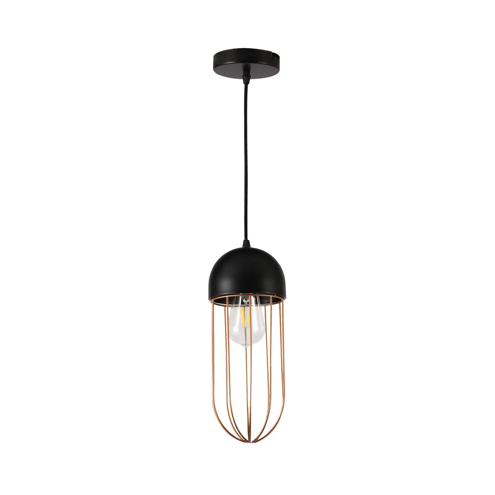 Lámpara colgante de metal TEKLED Aurelia negro y dorado luminaria colgante-cúpula-150-180820