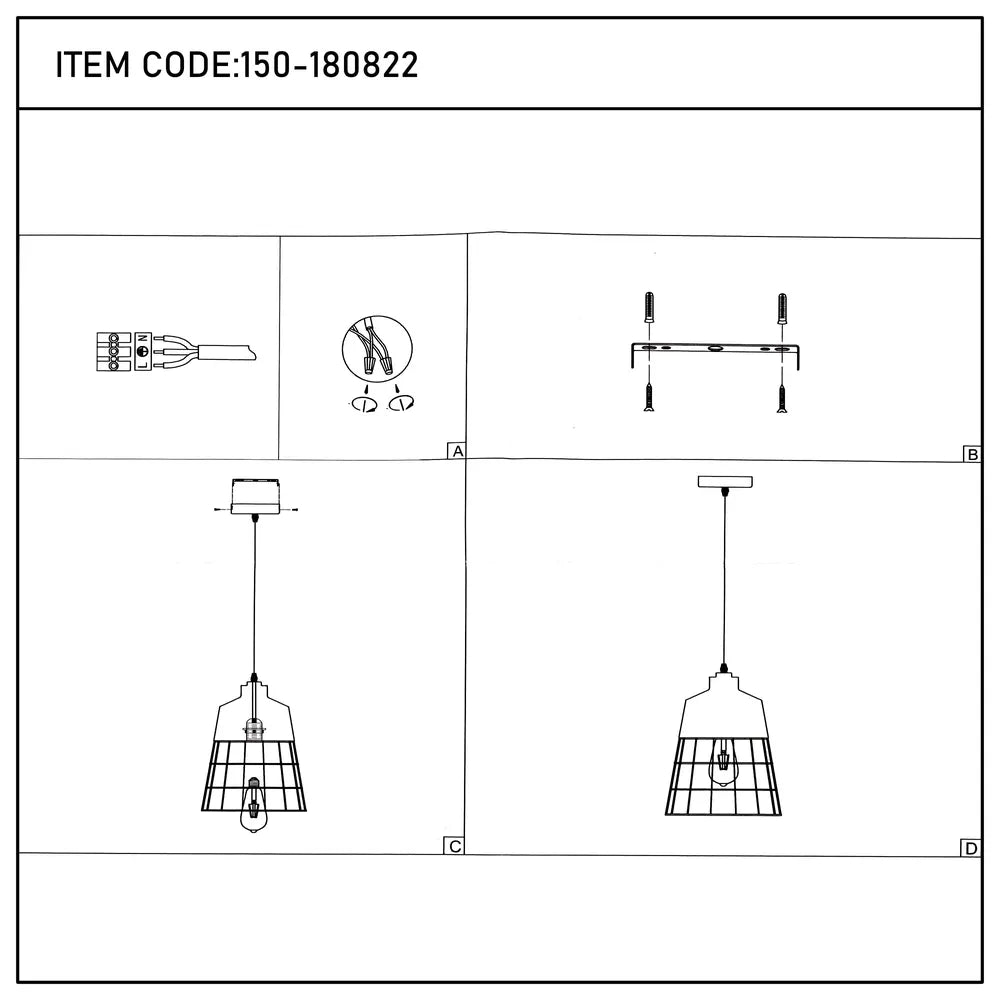 Manual de usuario para Lámpara Colgante Aurelia Black & Gold Cage-150-180822