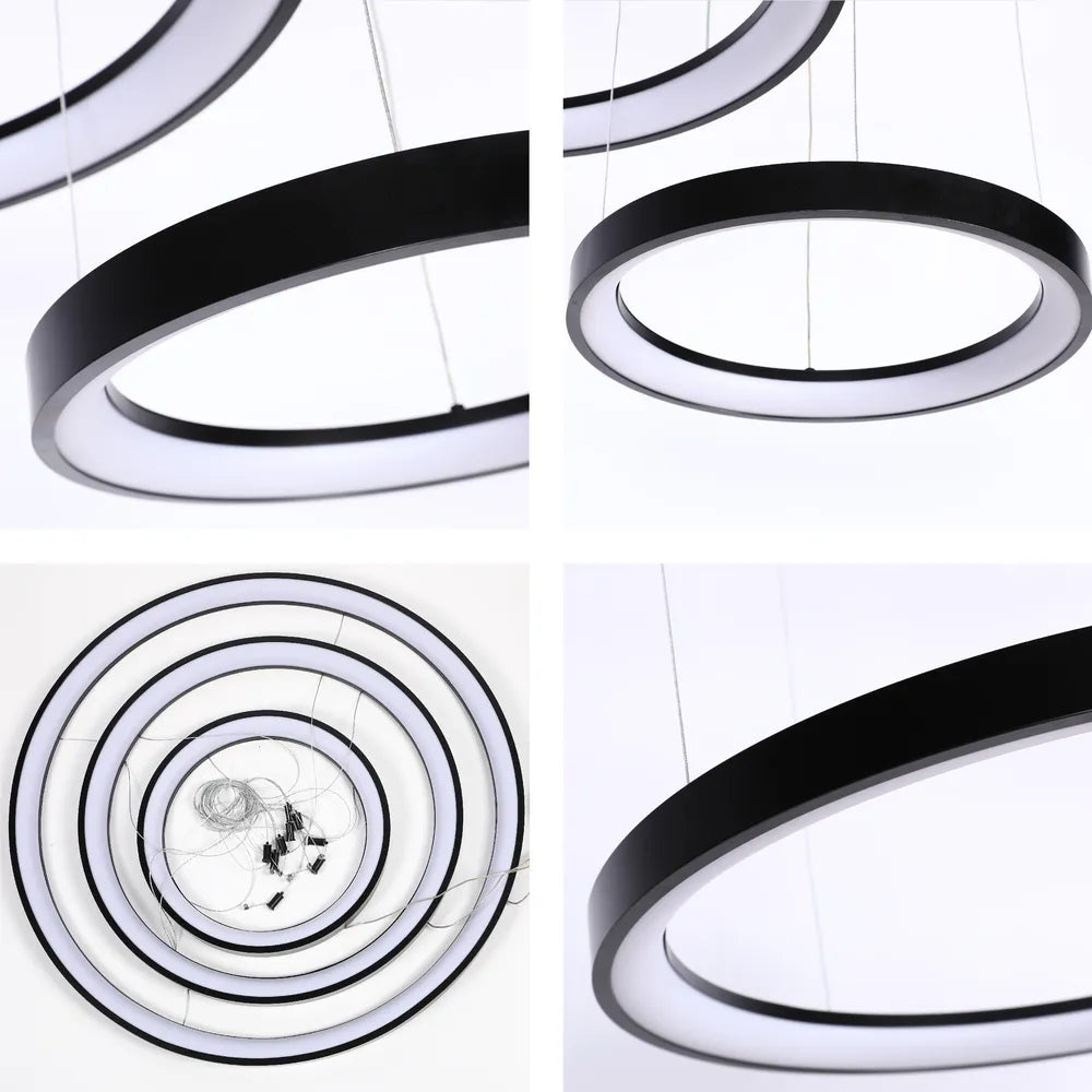 Plano cerrado de la Lámpara de Techo Moderno LED Dinámico Aurora Flow (3 Anillos Personalizables, CCT Ajustable)-159-18169