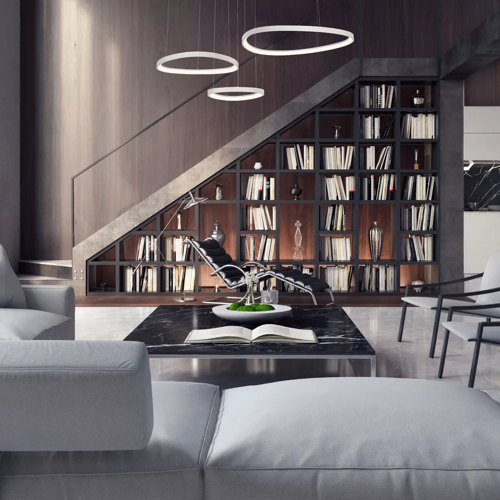 Luz de Techo Moderna TEKLED Aurora Flow Dynamic LED Moderna Lámpara Colgante de Techo (Personalizable 3 Aros, CCT Ajustable)-Blanco-159-18170