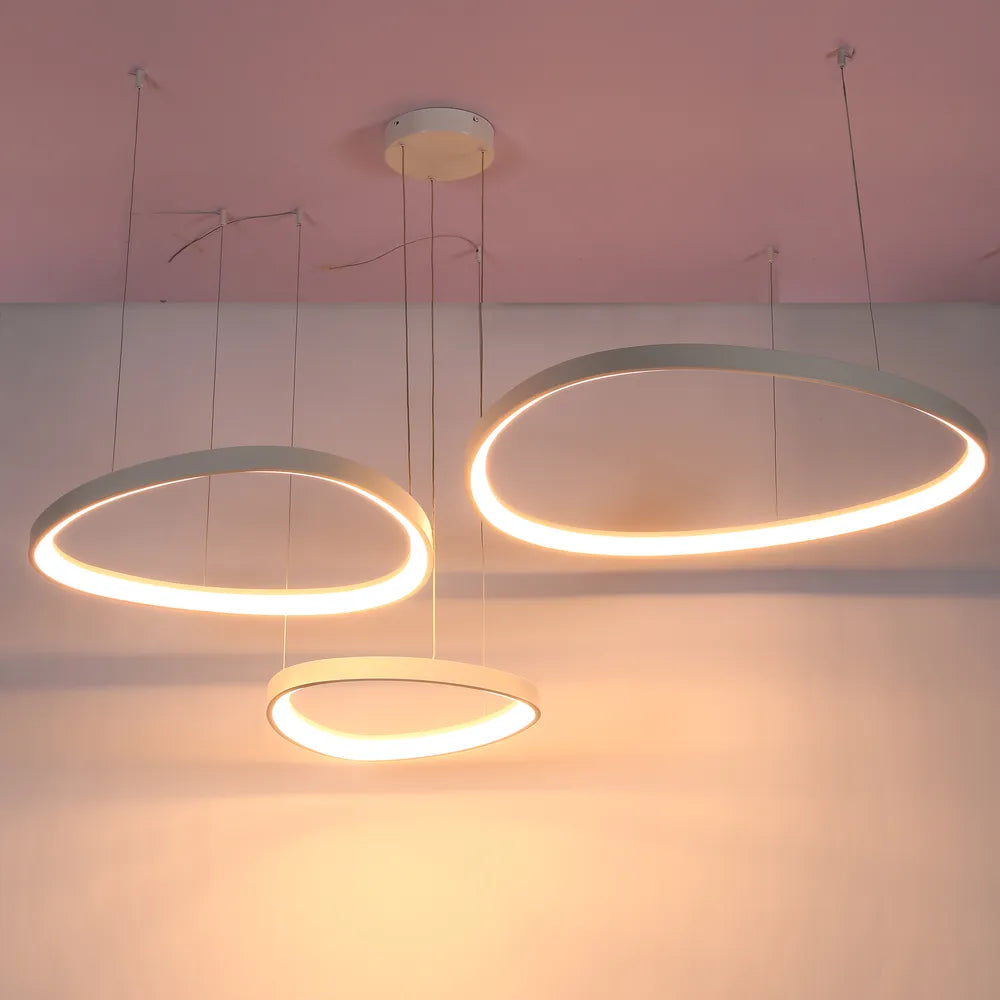 Luz de Techo Moderna TEKLED Aurora Flow Lámpara de Techo Colgante LED Moderna Dinámica (3 Aros Personalizables, CCT Ajustable)-Blanco-159-18170