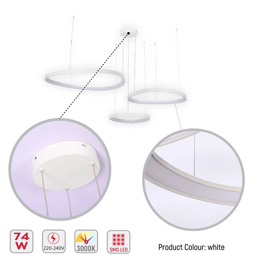 Detalles del Lámpara de Techo Colgante Moderna LED Dinámica Aurora Flow (3 Aros Personalizables, CCT Ajustable)-159-18170