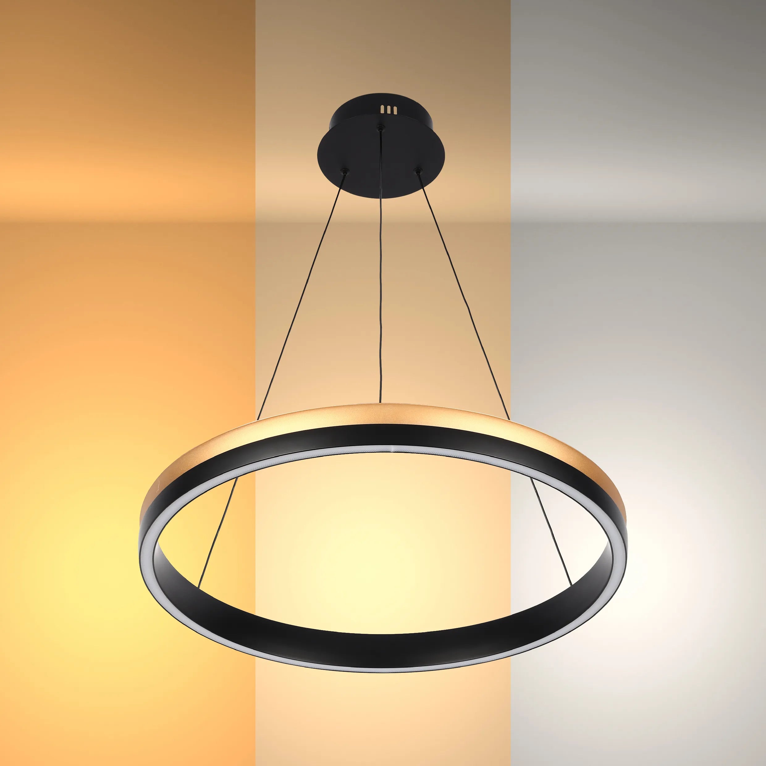 Lámpara Colgante LED Moderna en Negro y Dorado - Niveles Único, Doble, Triple y Oblonga