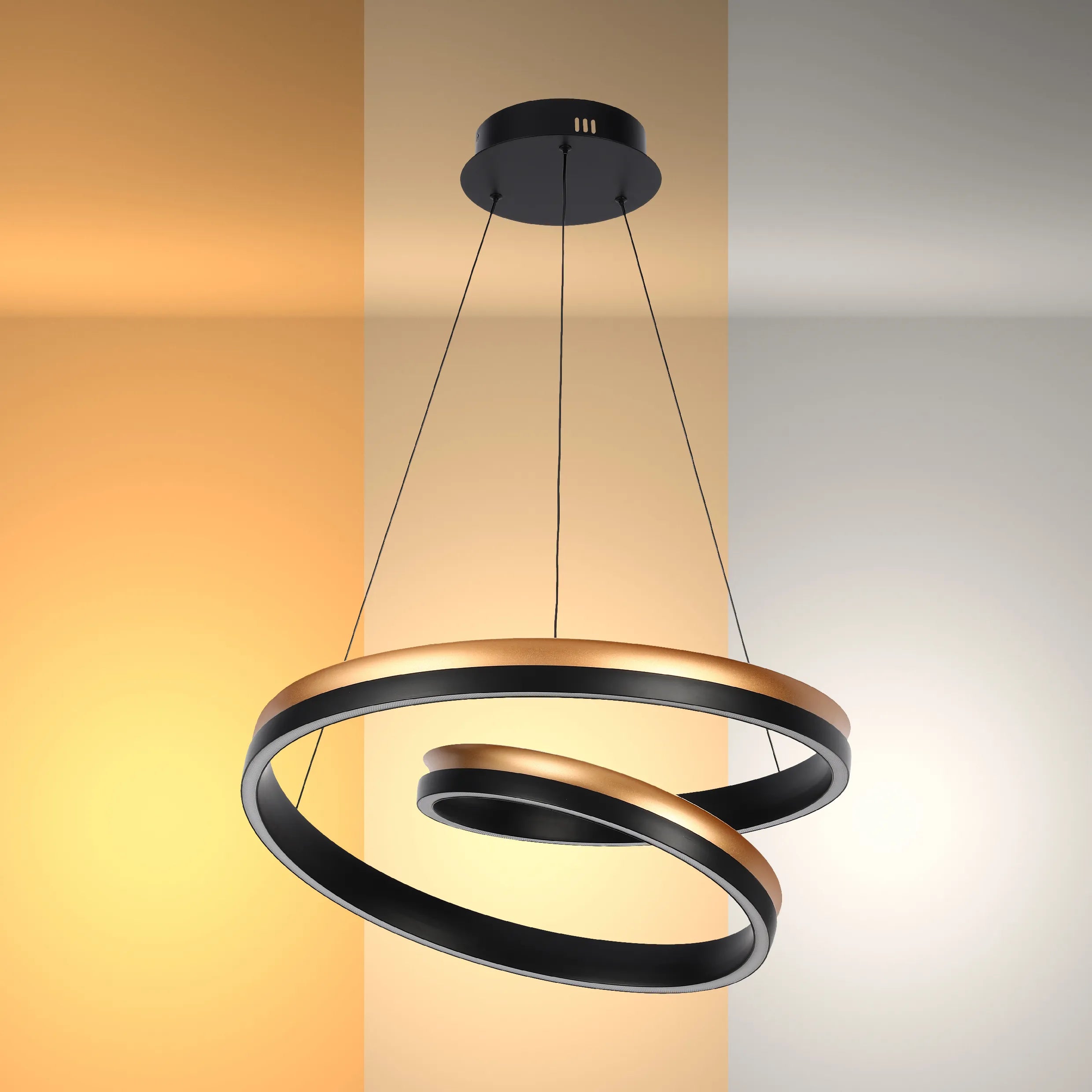 Lámpara Colgante LED Moderna en Negro y Dorado - Niveles Único, Doble, Triple y Oblonga
