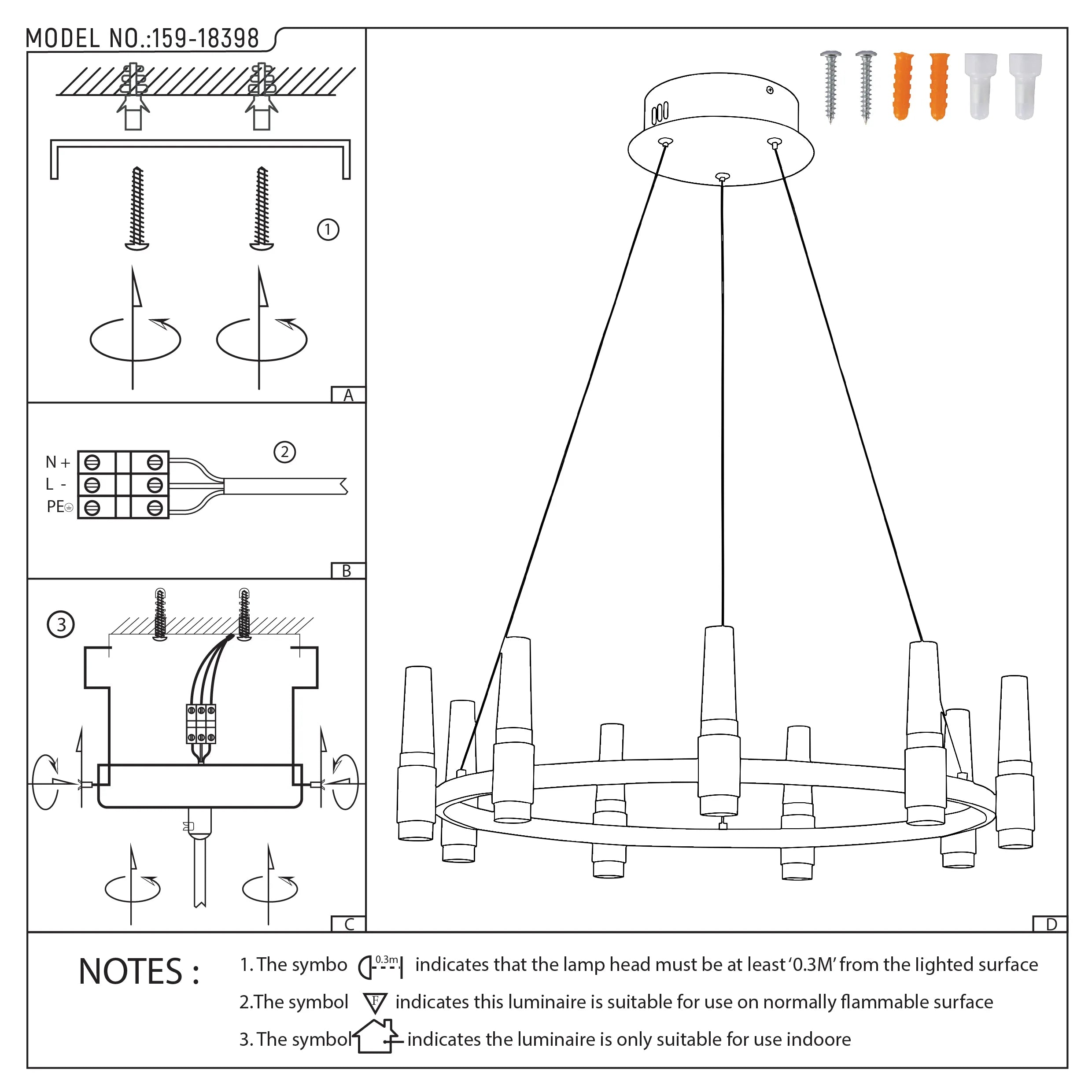 Lámpara de Araña LED Moderna en Negro y Cobre con Múltiples Niveles