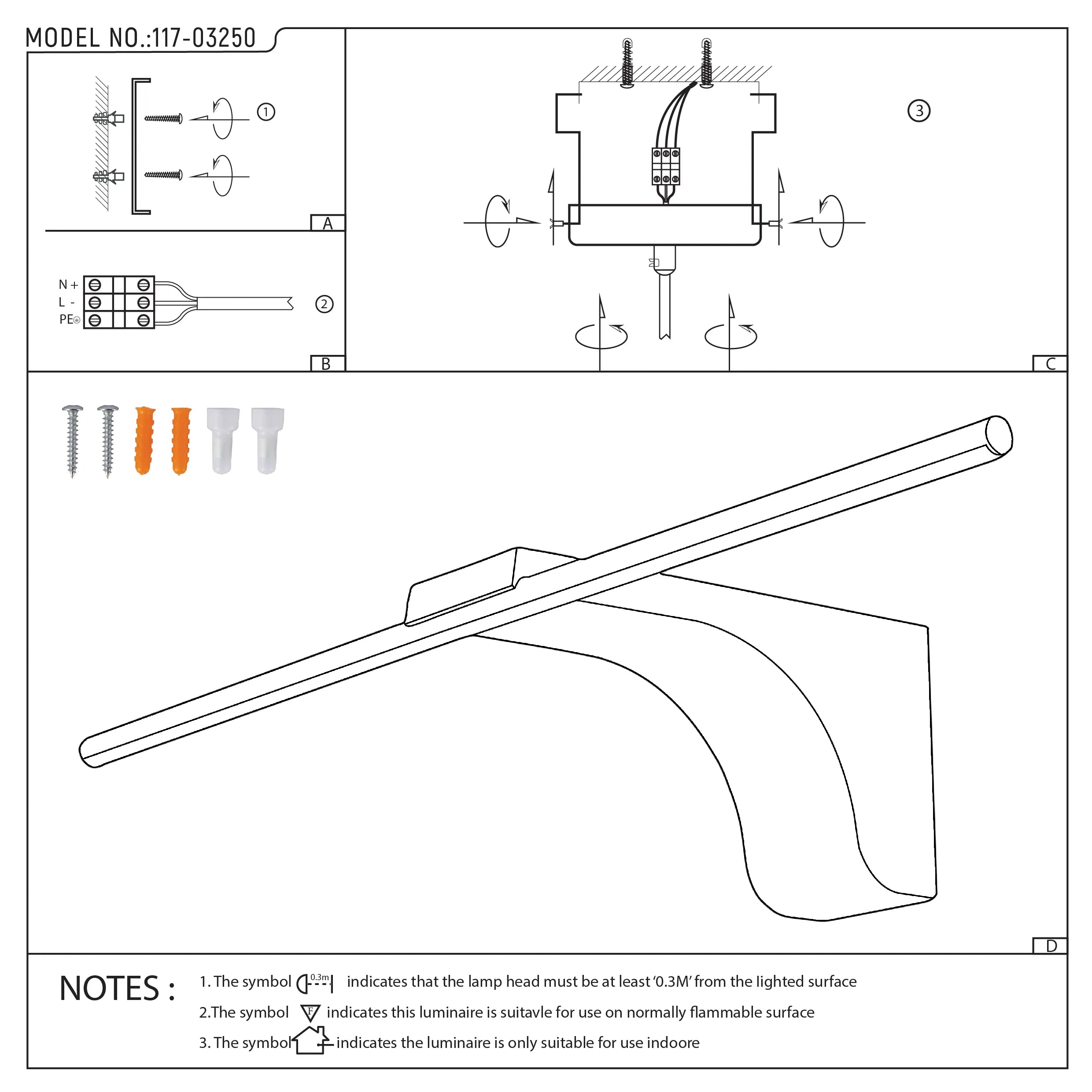 Aplique de Pared Lineal LED Negro IP20