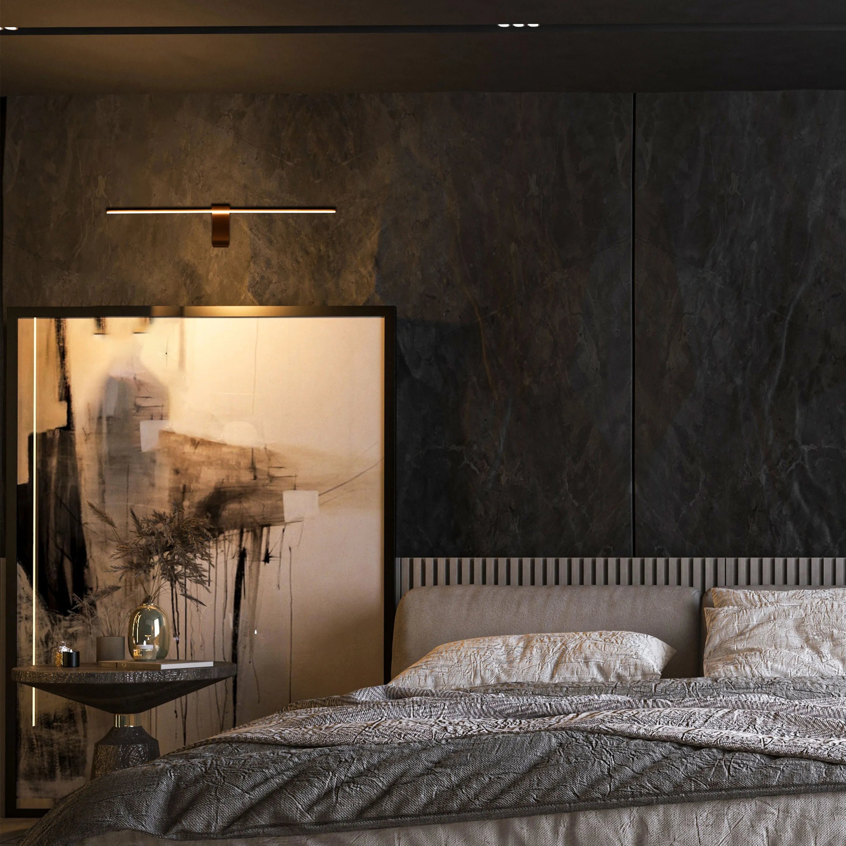 Aplique de Pared Lineal LED Negro IP20