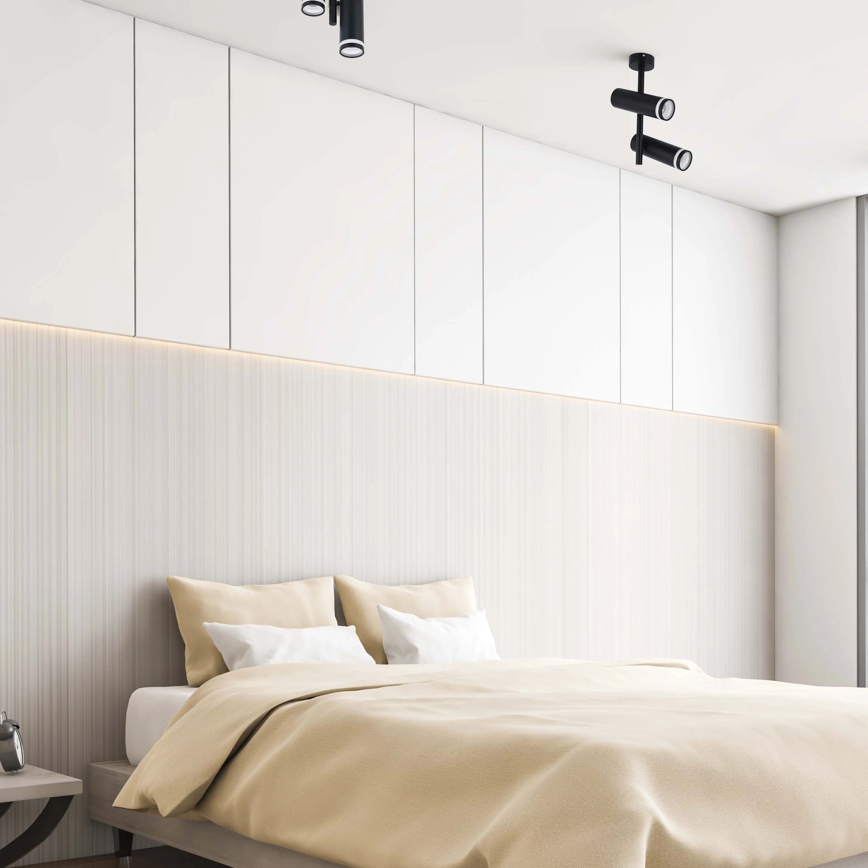 Lámpara de techo con focos gemelos en negro y blanco, portalámparas GU10