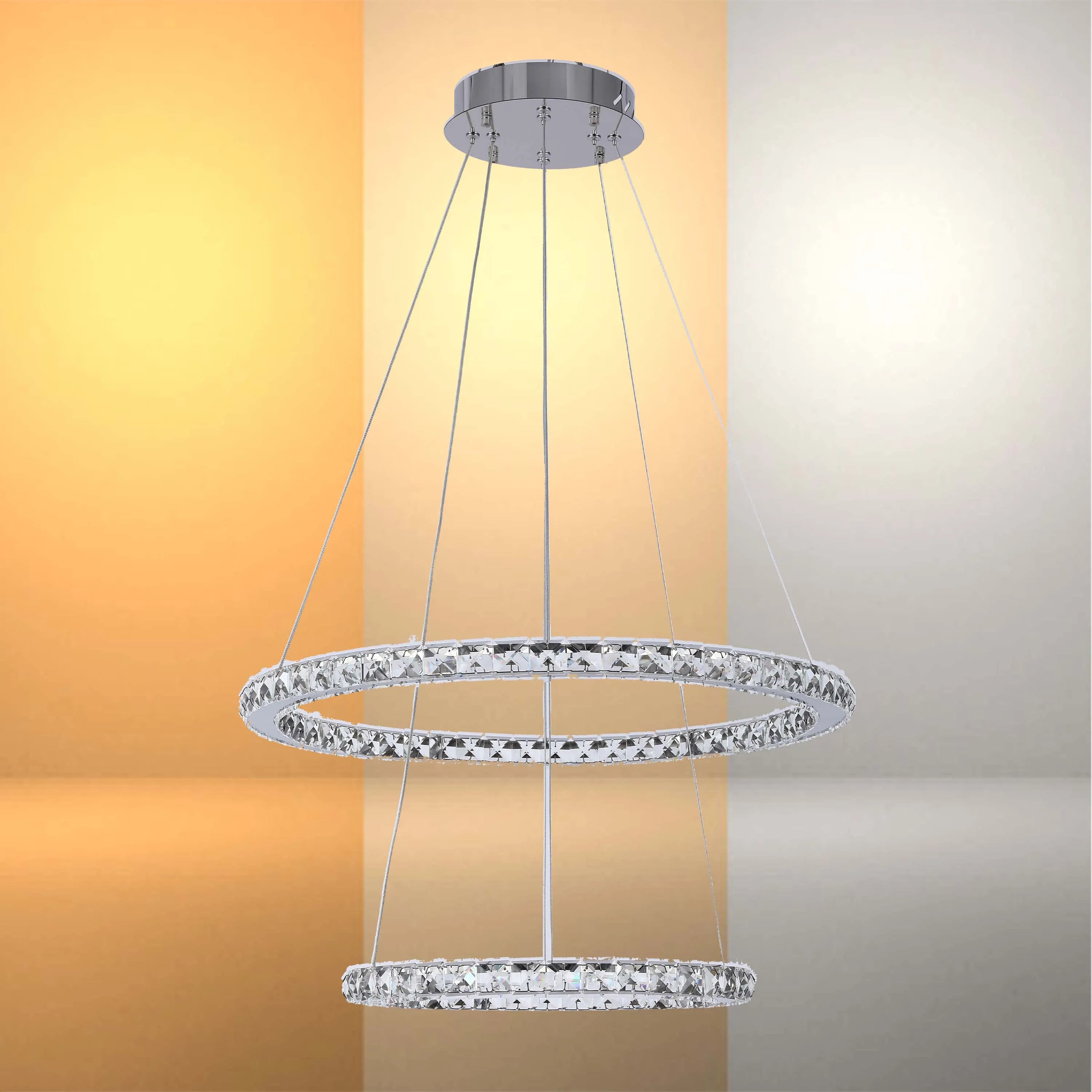 Lámpara de techo moderna candelabro de cromo y cristal